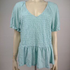 NWT Torrid teal green smocked waist peplum top blouse ladies womens 1X